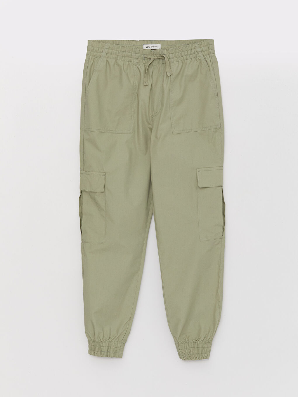 Yeşil Kadın Beli Lastikli Düz Paraşüt Pantolon-5