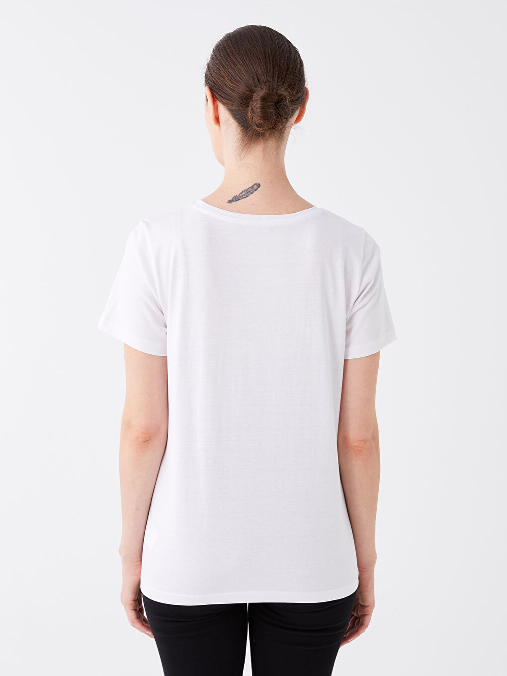 LCW Crew Neck Printed Short Sleeve Maternity T-Shirt -S3IU87Z8-E5X