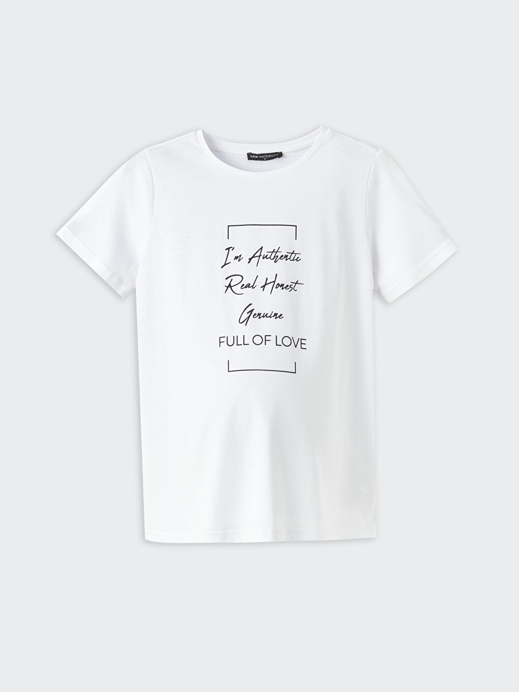 LCW Crew Neck Printed Short Sleeve Maternity T-Shirt -S3IU87Z8-E5X