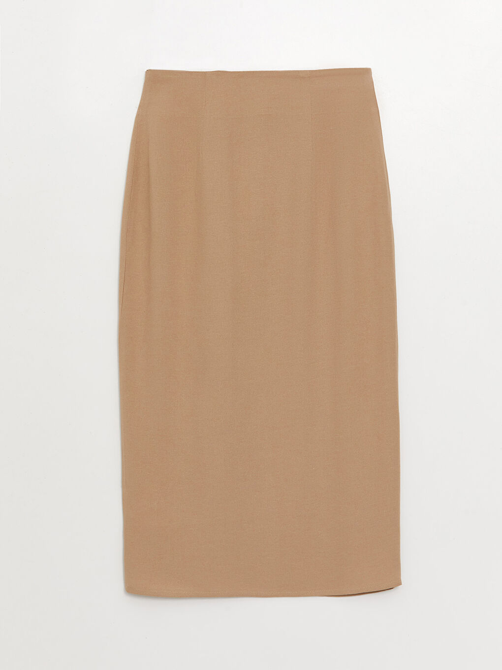 Standard Fit Plain Linen Blend Women's Skirt -S3IU93Z8-QZ0