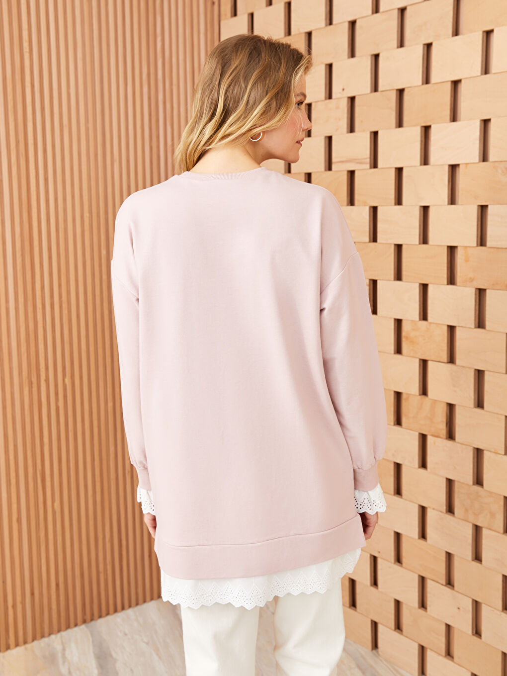 Tunique en Sweatshirt Oversize à Manches Longues Droites pour Femmes avec Col Cheminée-4