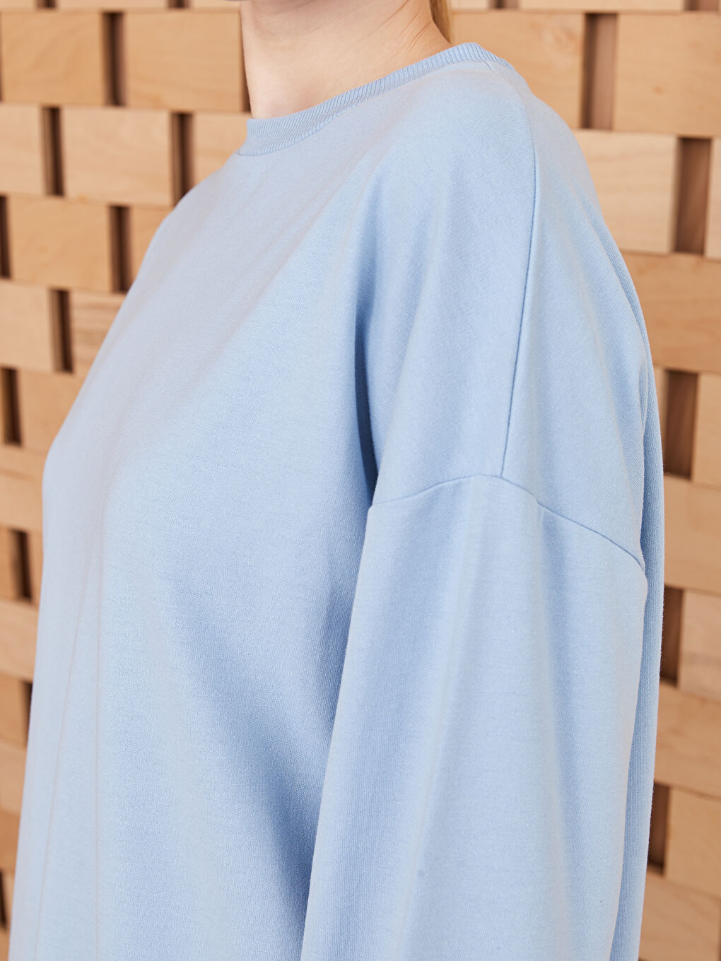 LCW Modest تونيك سويت شيرت نسائي فضفاض بأكمام طويلة وياقة واقفة -S3IU95Z8-VE8