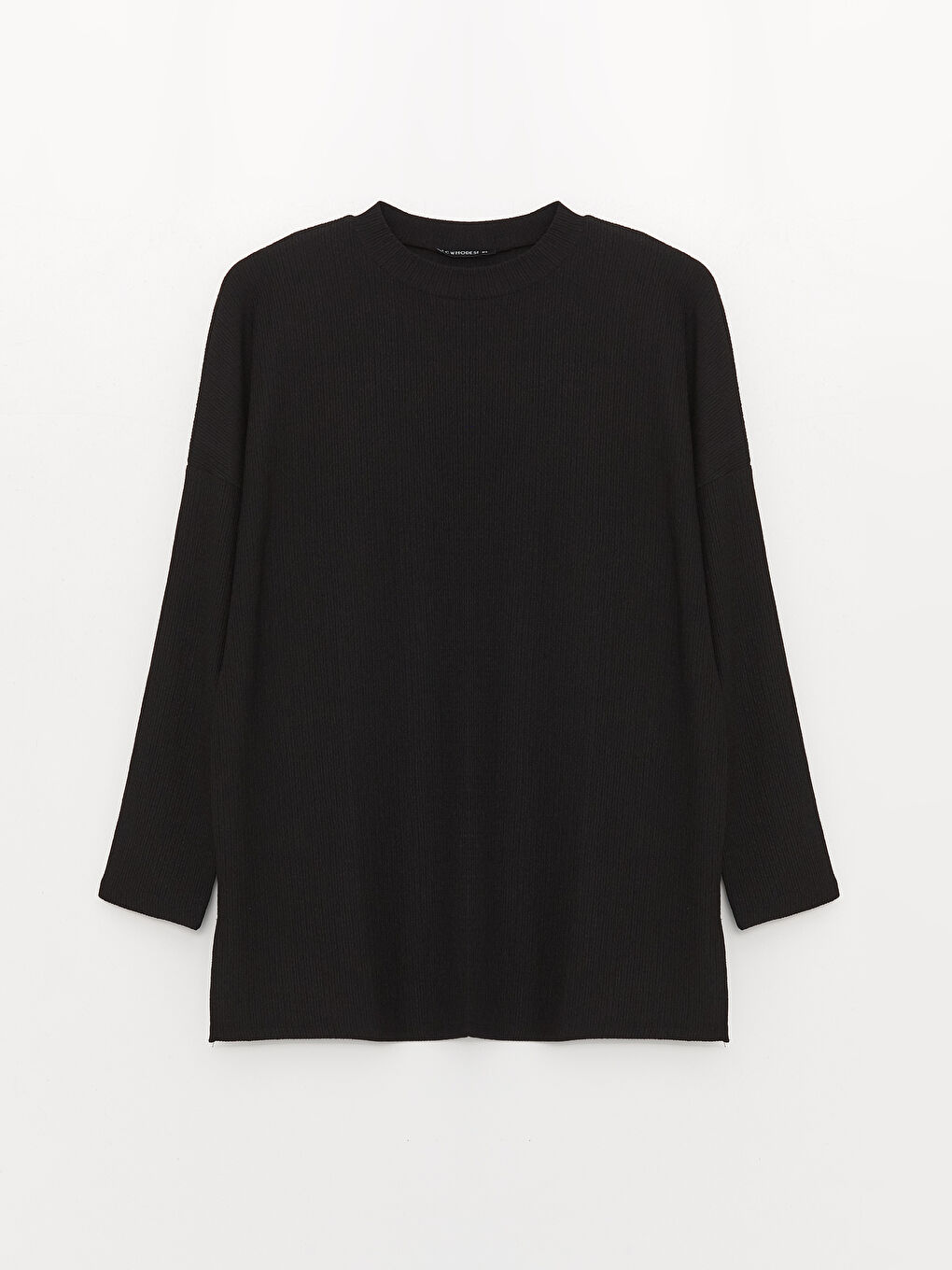 Siyah Bisiklet Yaka Düz Uzun Kollu Kadın Tunik-4