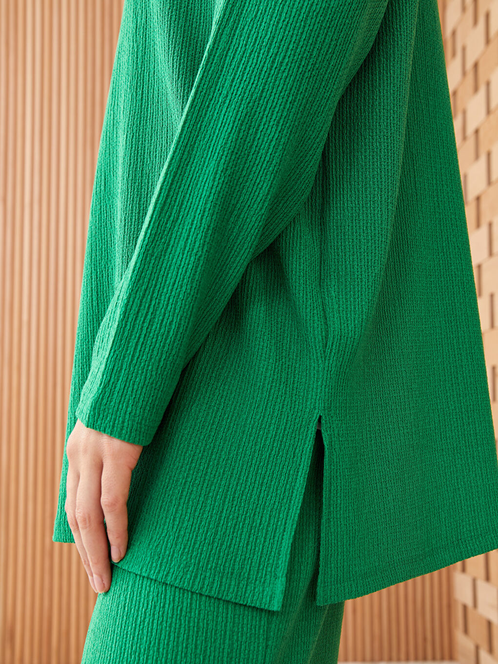 تونيك سادة بياقة دائرية بأكمام طويلة للسيدات-2