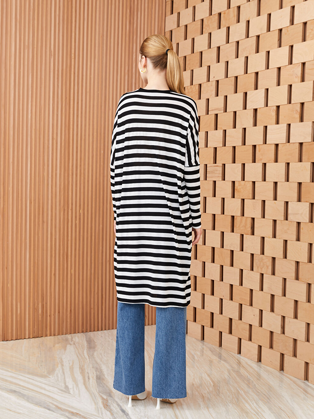Tunique Sweatshirt Rayée Pour Femmes Surdimensionnée-4