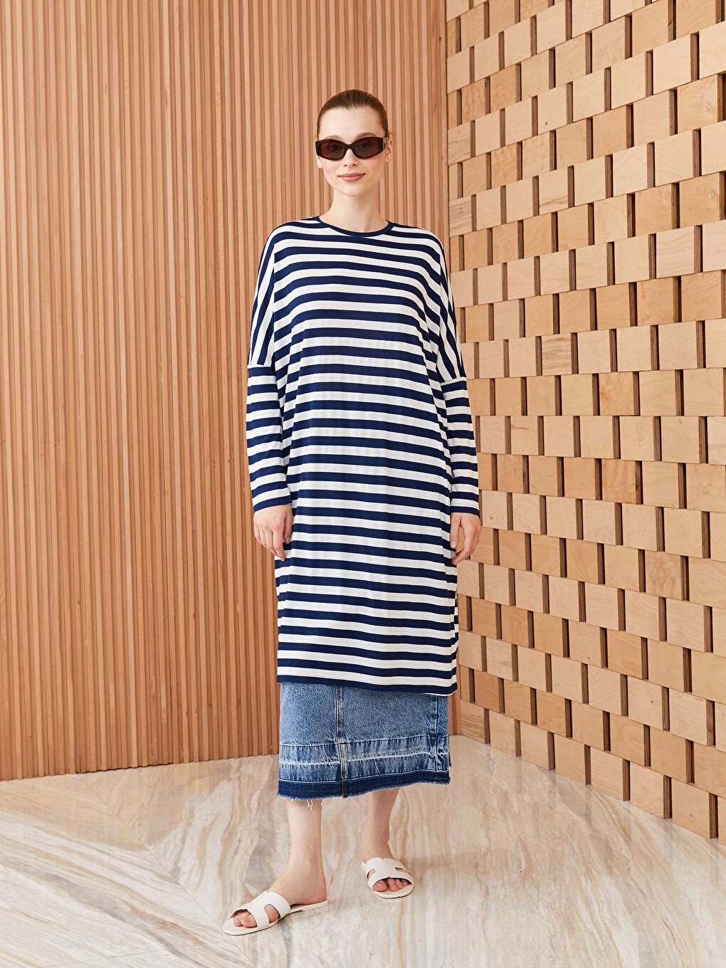 Striped Oversize Women's Sweatshirt Tunic