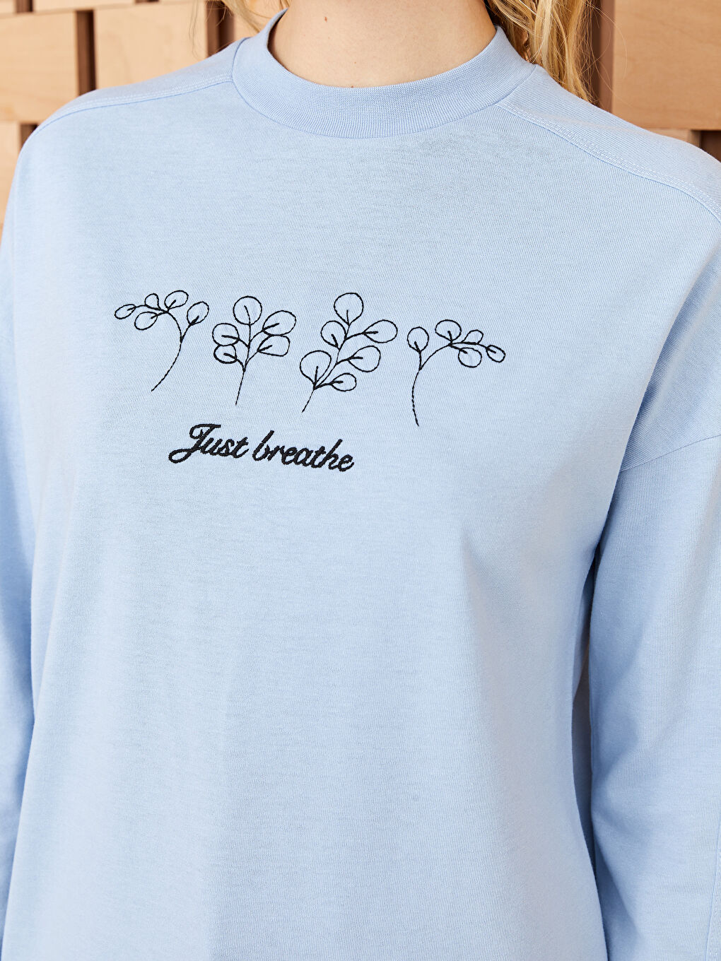 Standing Collar Embroidered Long Sleeve Women's Tunic-3