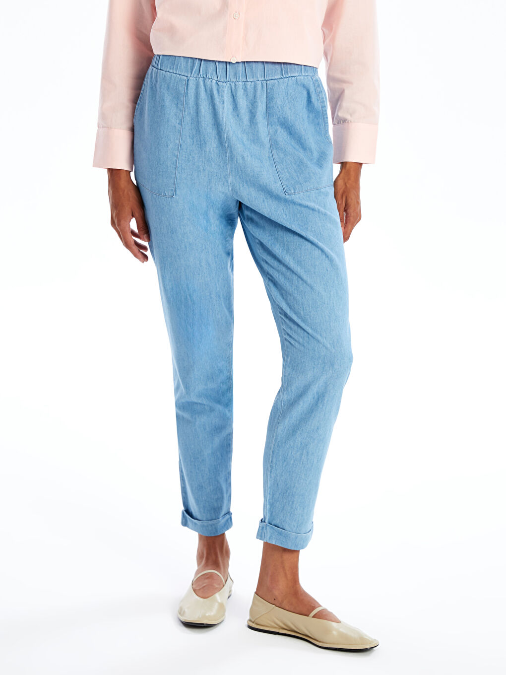 Elasticated Waist Straight Fit Women's Jeans-1