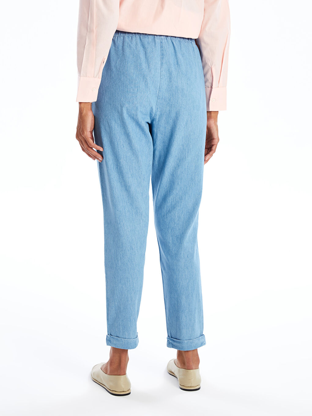 Elasticated Waist Straight Fit Women's Jeans-3