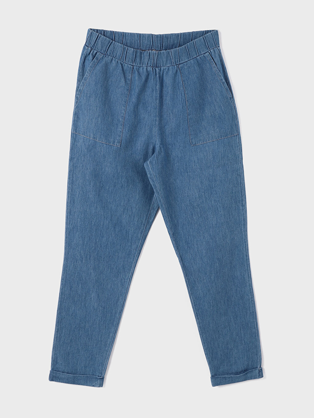 جينز بخصر مرن وقصة مستقيمة للسيدات-4