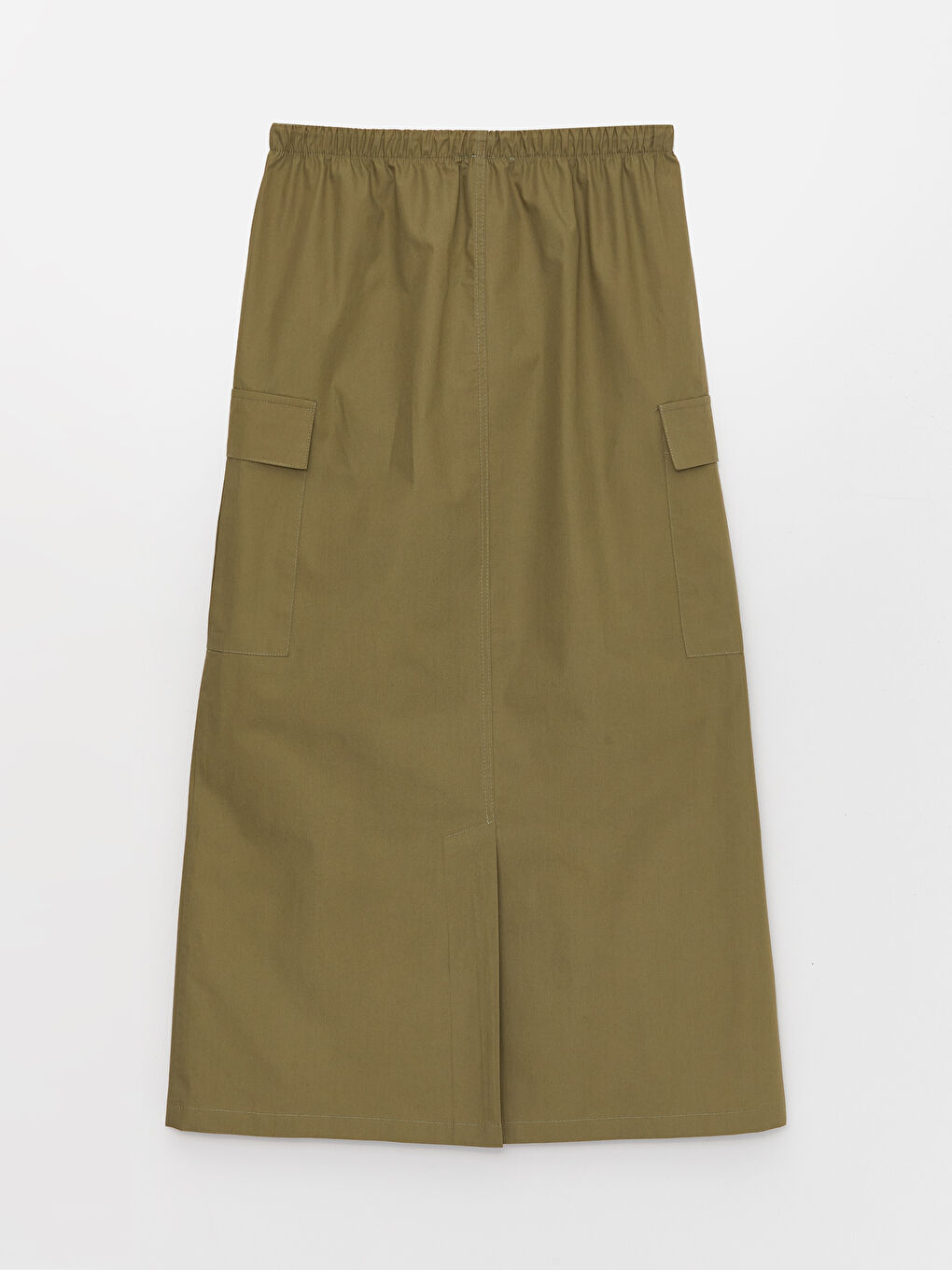 Yeşil Beli Lastikli Standart Fit Kadın Etek-6