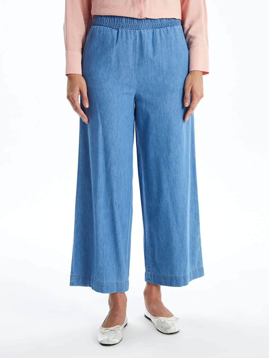 Elasticated Waist Straight Fit Women's Jeans-1