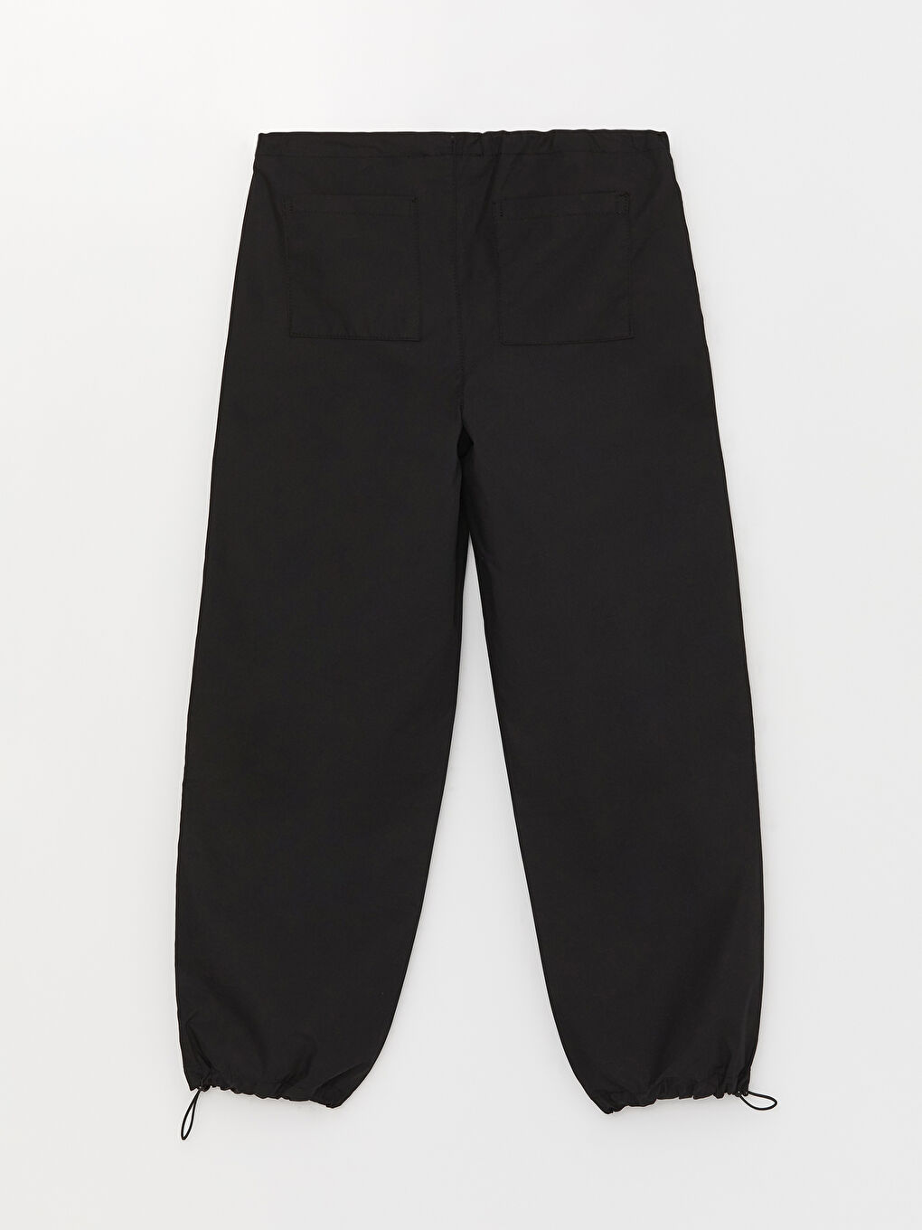 Siyah Kadın Beli Lastikli Düz Paraşüt Pantolon-6