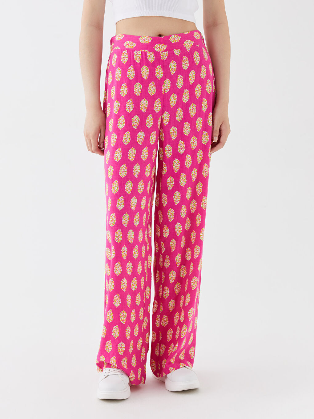 Elasticated Waist Relaxed Fit Women's Trousers-2