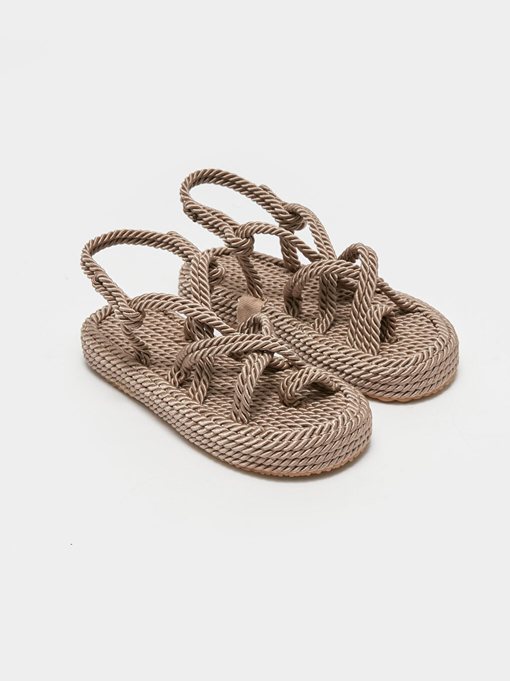 Kahverengi Önü Açık Hasır Kadın Sandalet