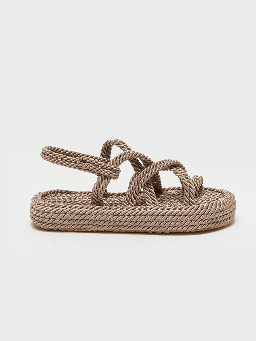 Kahverengi Önü Açık Hasır Kadın Sandalet-1