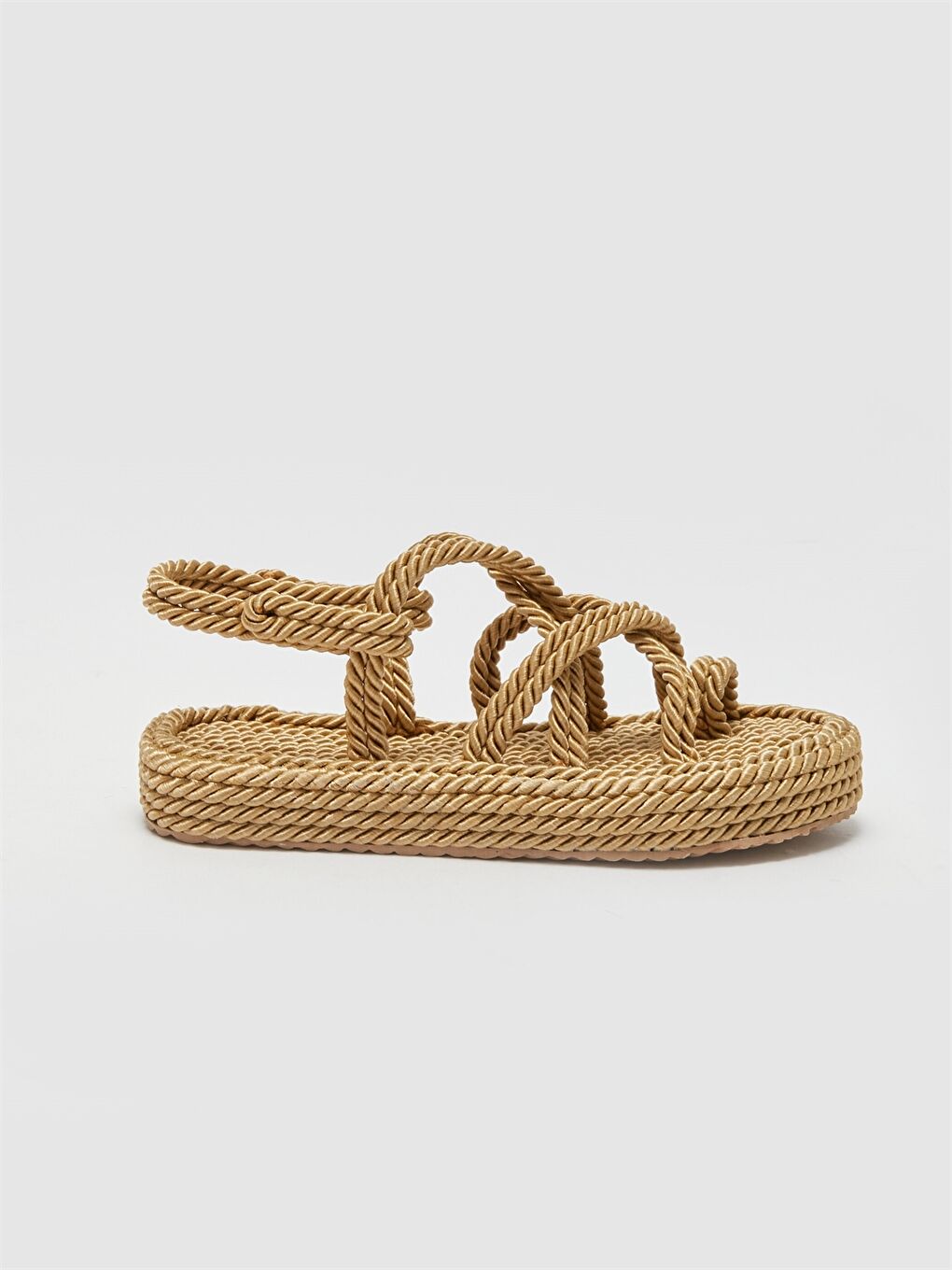 Sarı Önü Açık Hasır Kadın Sandalet