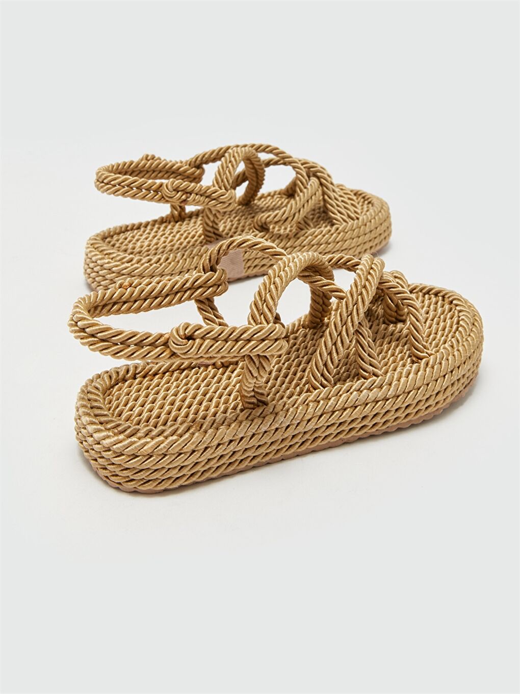 Sarı Önü Açık Hasır Kadın Sandalet-2