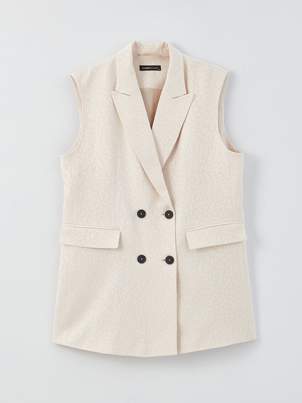 Ekru Kadın Ceket Yaka Düz Yelek