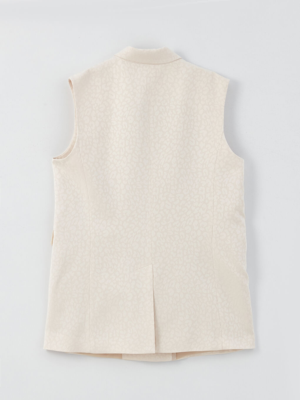 Ekru Kadın Ceket Yaka Düz Yelek-1