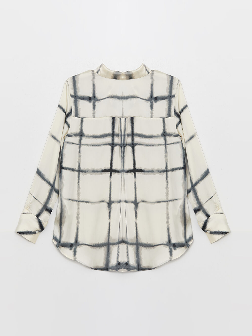 قميص نسائي كم طويل منقوش-6