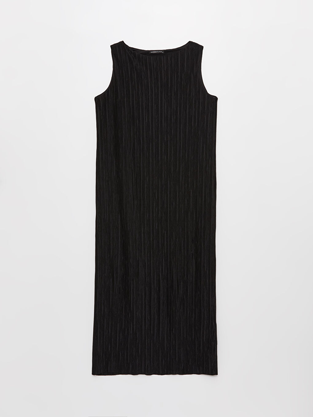 Siyah Kadın Bisiklet Yaka Düz Elbise-5