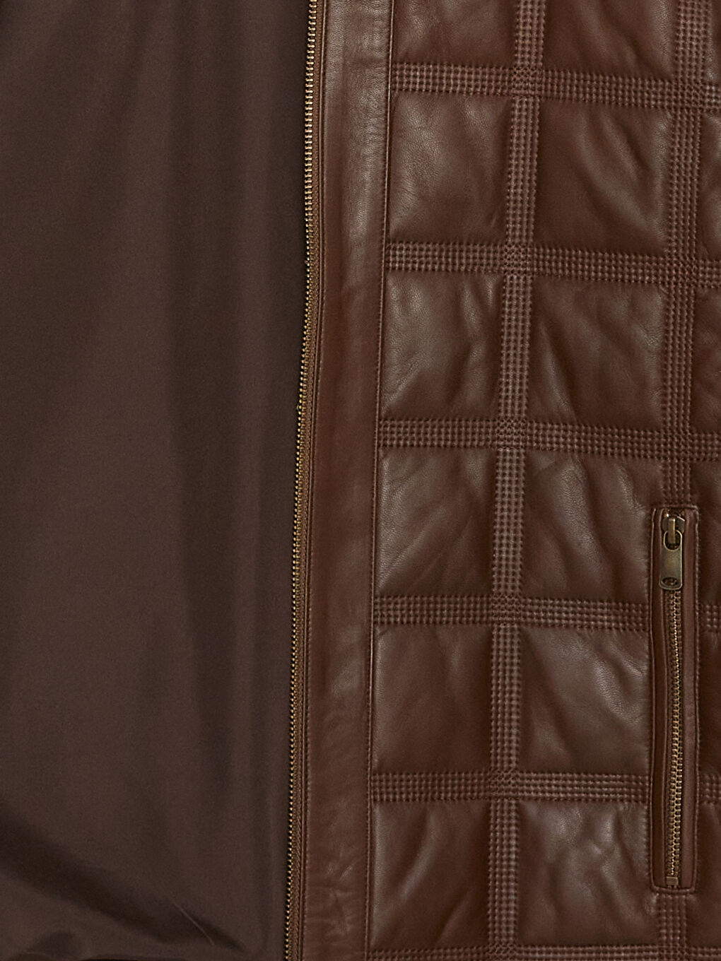 Standard Pattern Standing Collar Men's Leather Coat-8