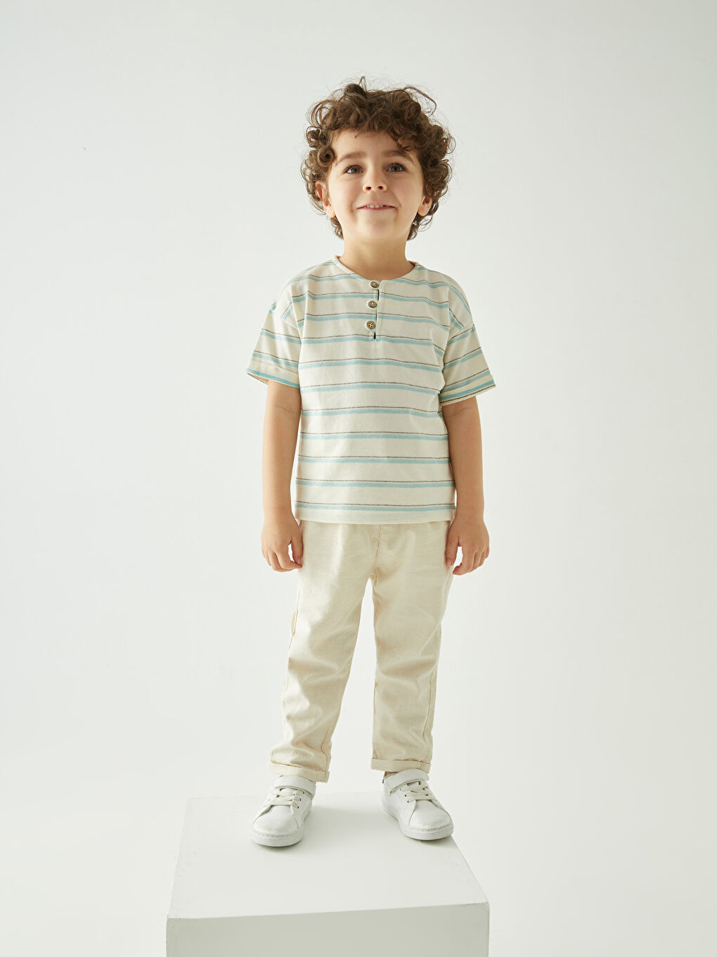 Turkuaz Bisiklet Yaka Erkek Bebek Tişört-1