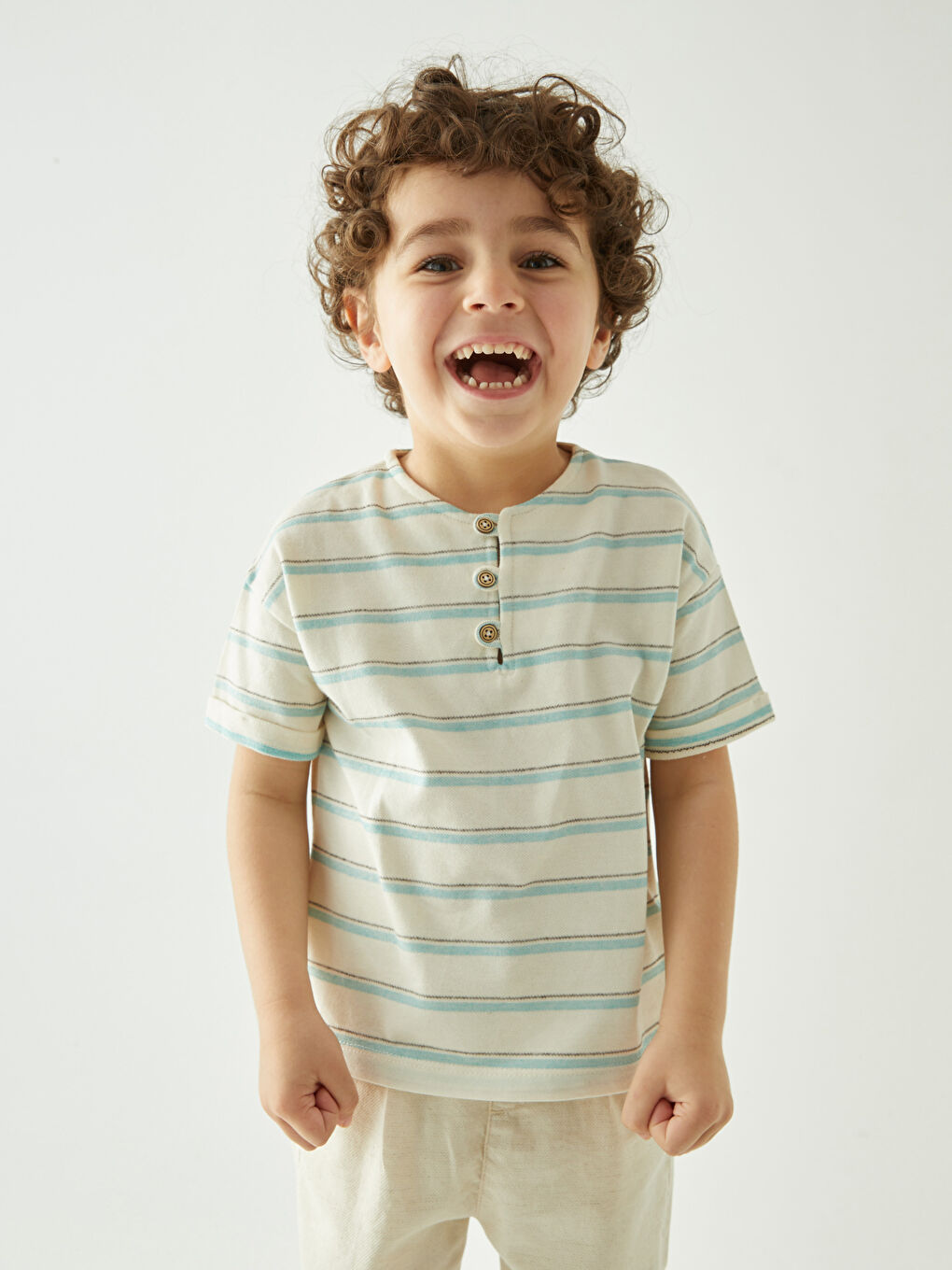 Turkuaz Bisiklet Yaka Erkek Bebek Tişört-2