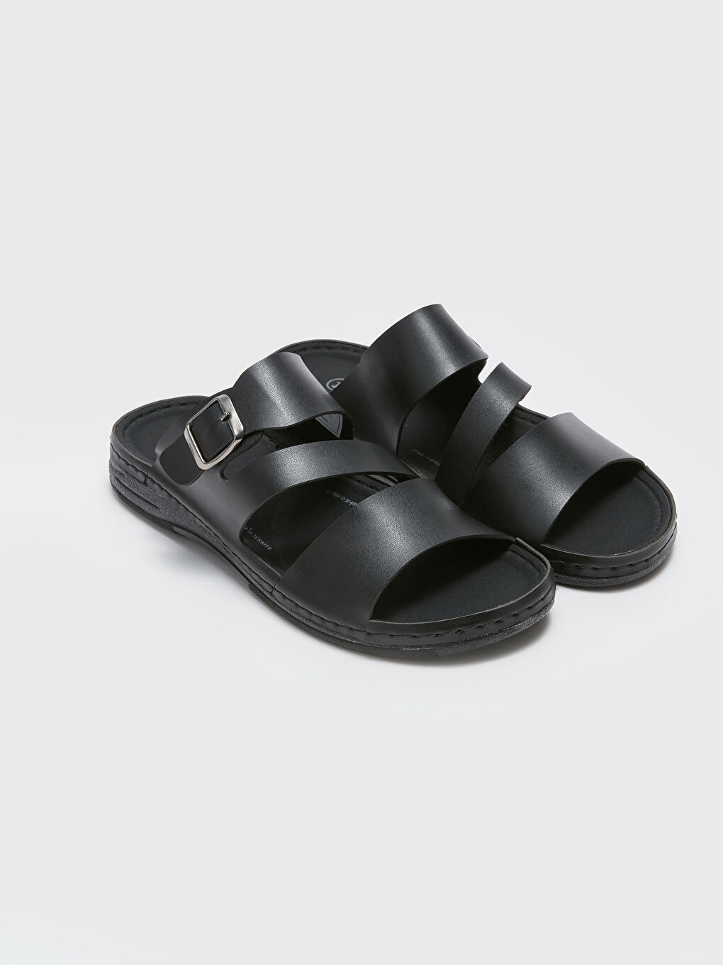 LCW STEPS Faux Leather Cross-Strap Men's Slippers -S3IV97Z8