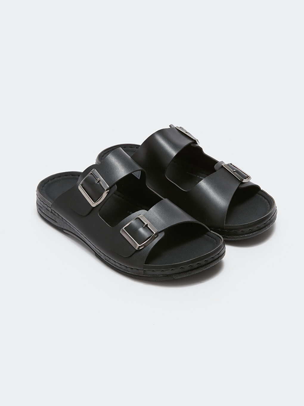 Faux Leather Double Strap Men's Slippers