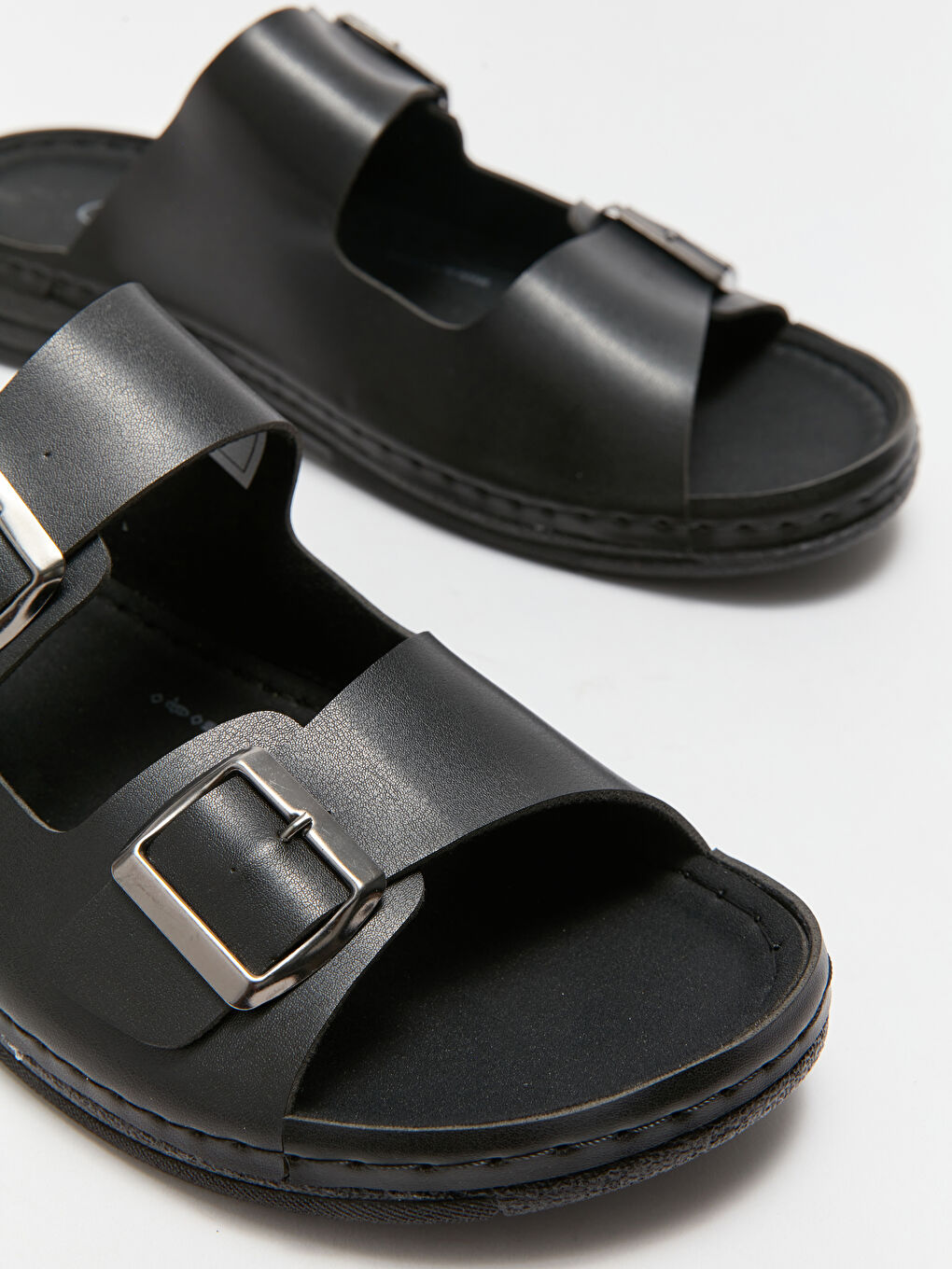 Faux Leather Double Strap Men's Slippers-2