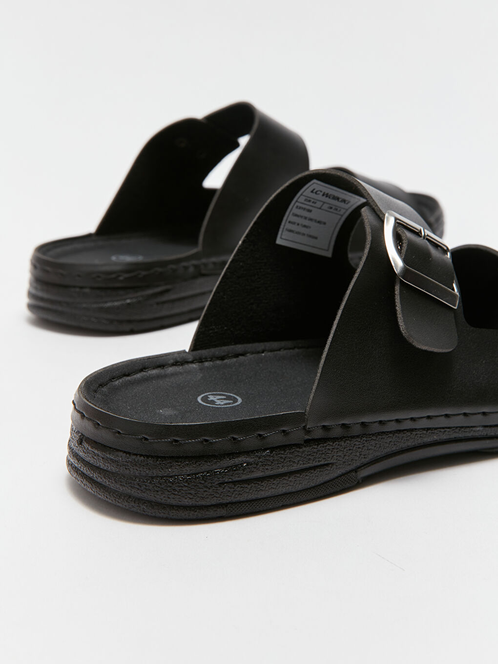 Faux Leather Double Strap Men's Slippers-4