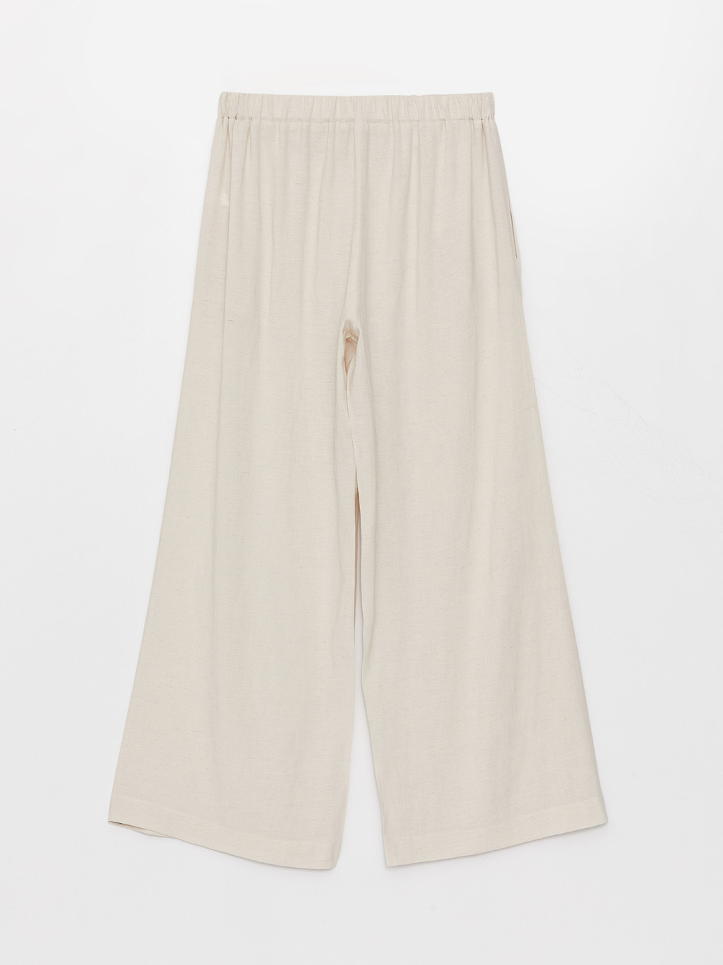 Elastic Waist Plain Linen Blend Women's Trousers-6
