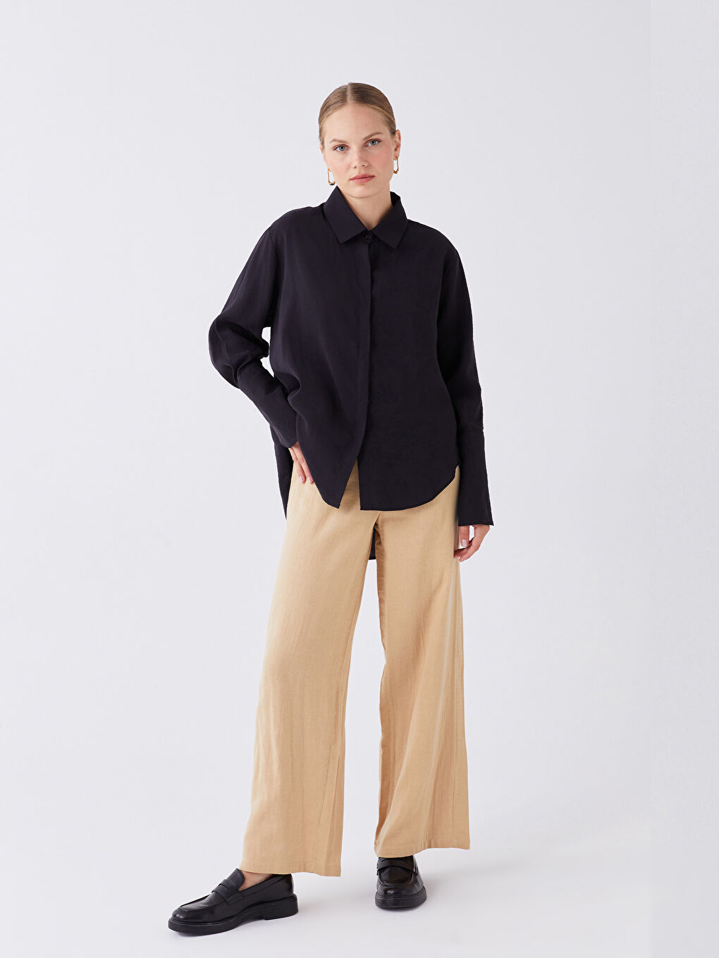 Elasticated Waist Plain Muslin Women's Trousers