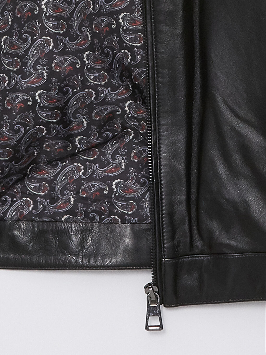 Siyah Standart Kalıp Dik Yaka Erkek Deri Mont-2