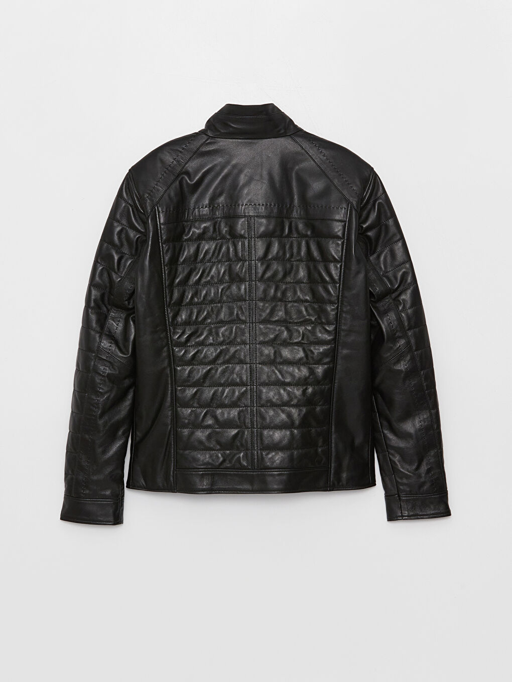 Standard Pattern Standing Collar Men's Leather Coat-7