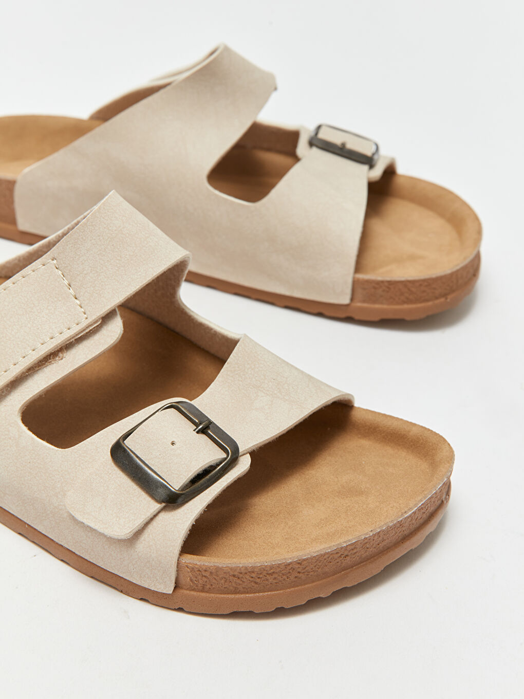 Bej Çift Bantlı Kadın Terlik-2