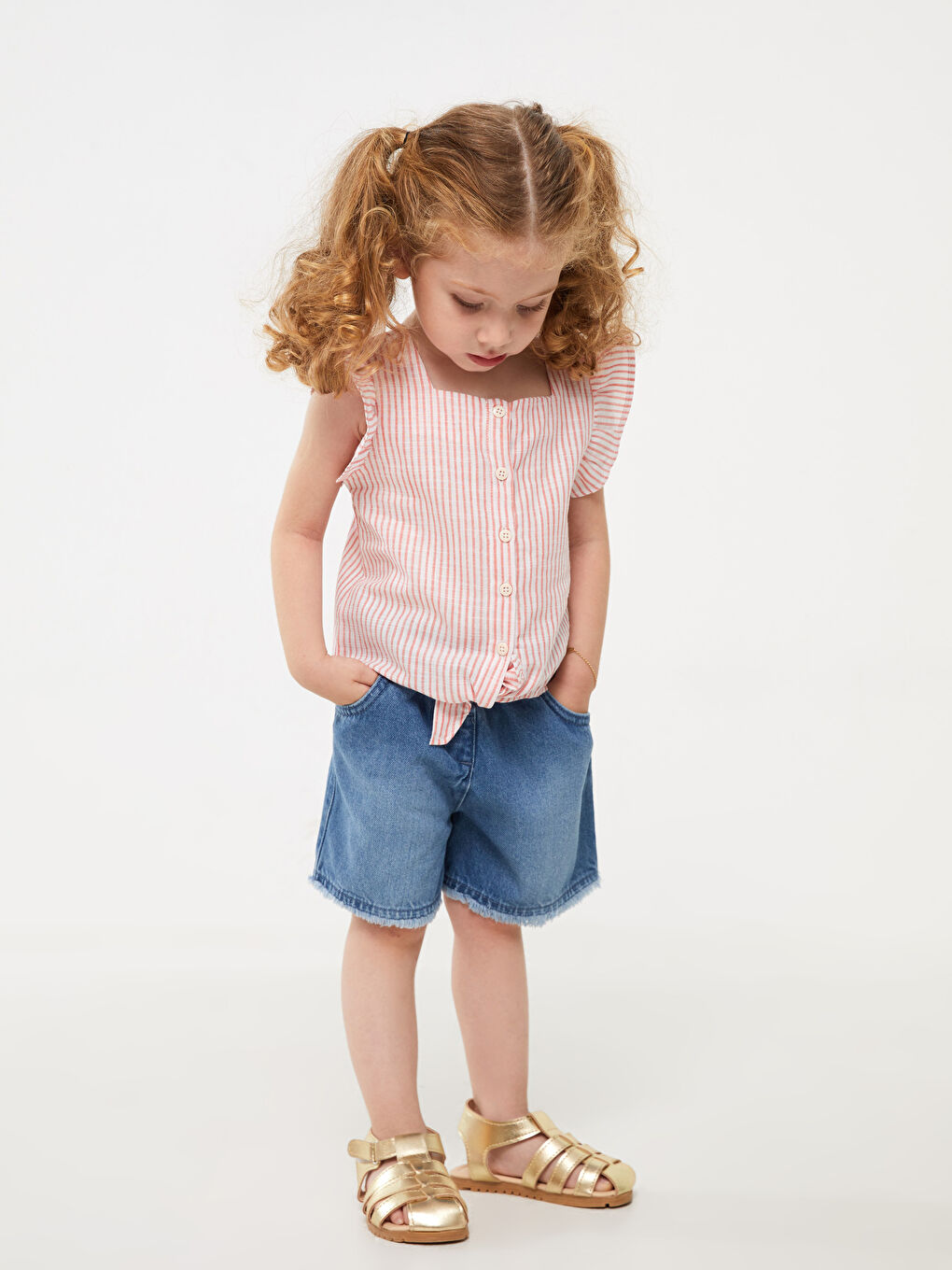 Шаршы жағалы жолақты қыз бала жейде-1