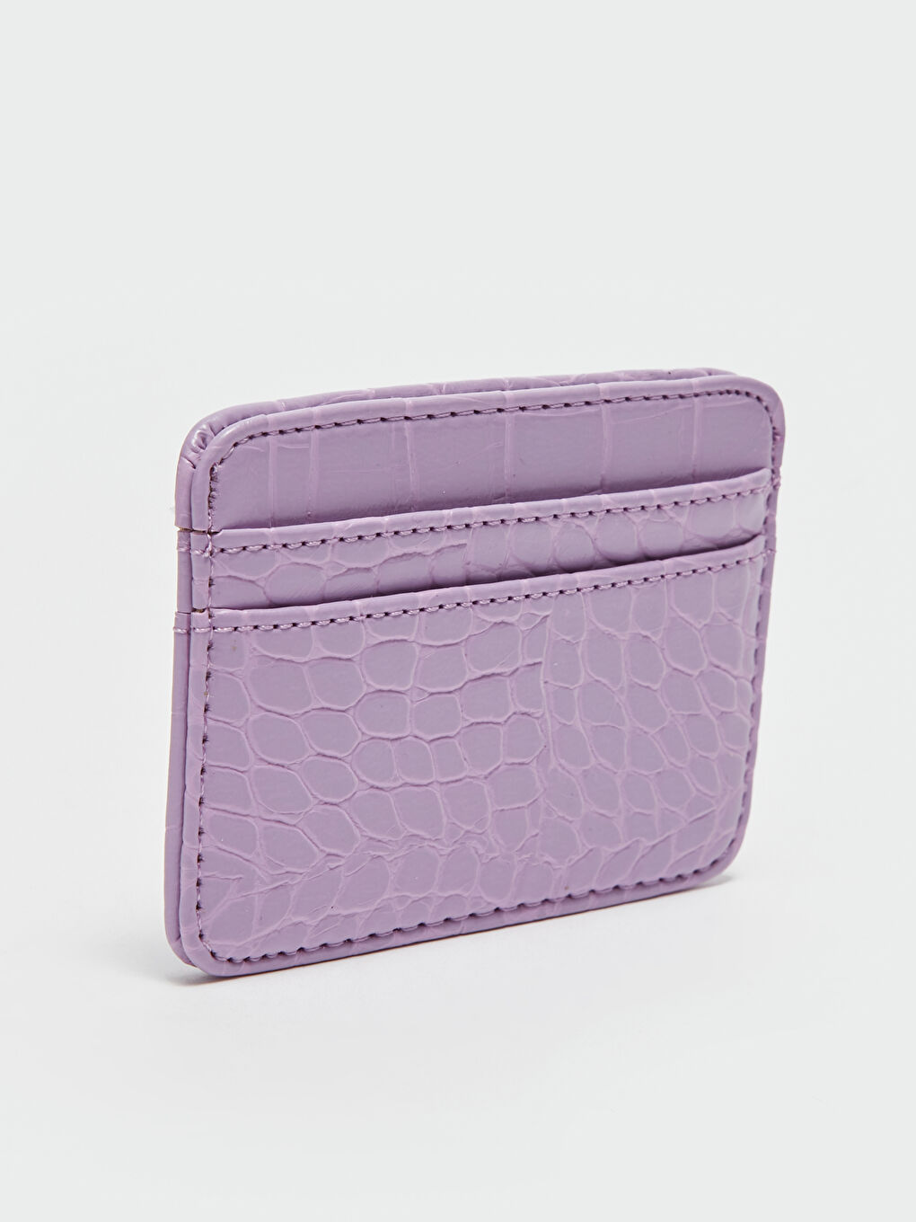 Lila Deri Görünümlü Kroko Desenli Kadın Kartlık-2