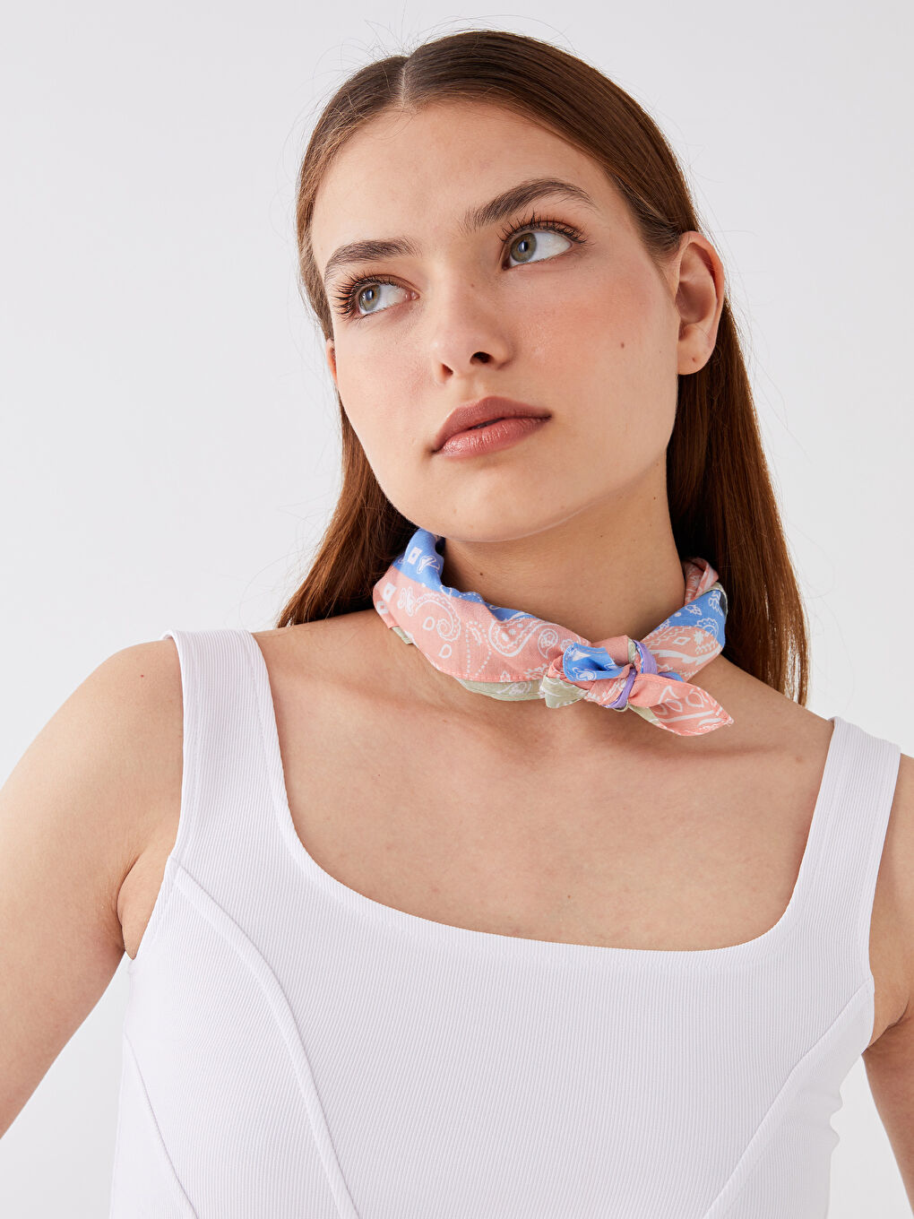 Mavi Desenli Kadın Bandana