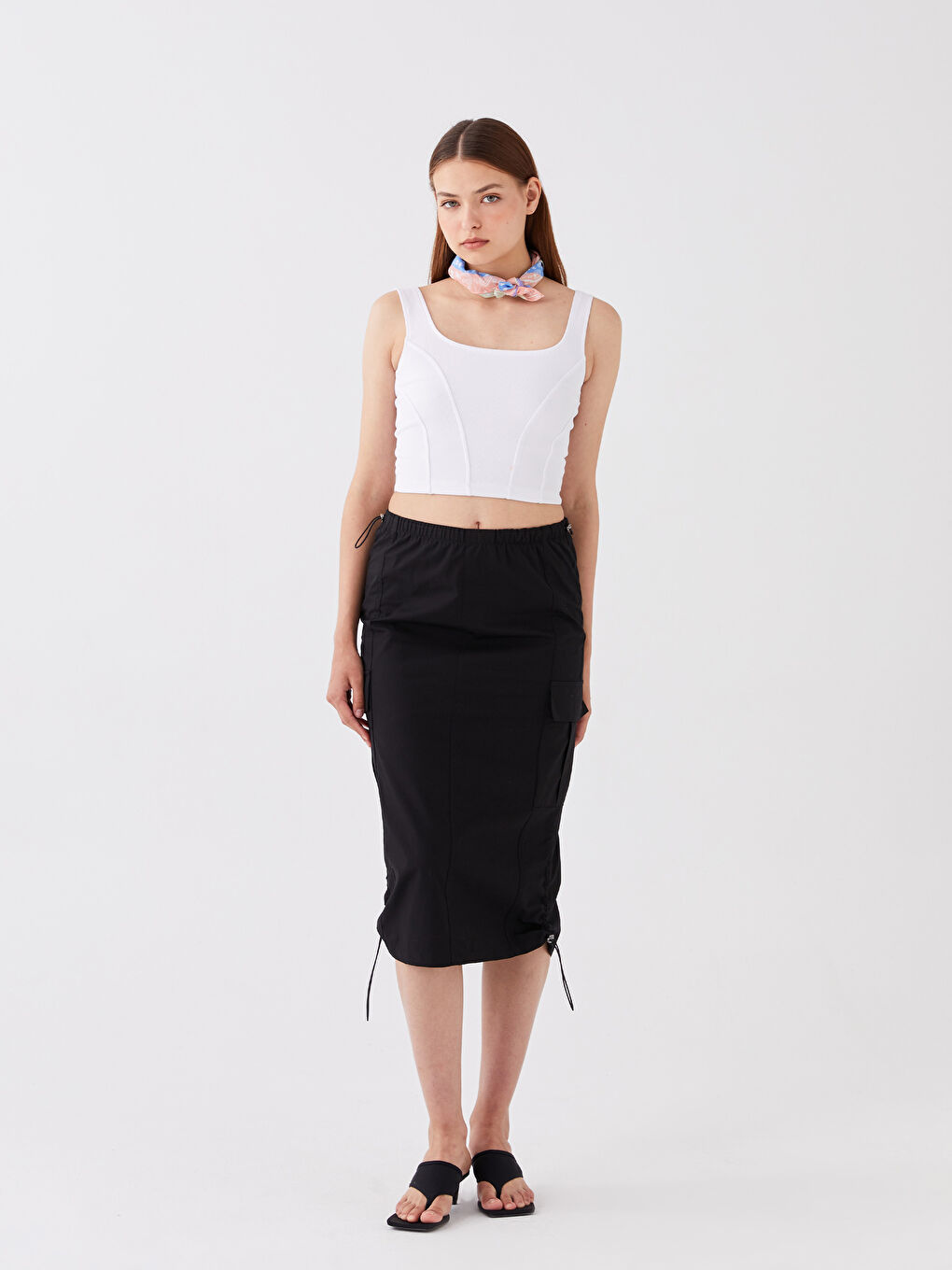 Mavi Desenli Kadın Bandana-1