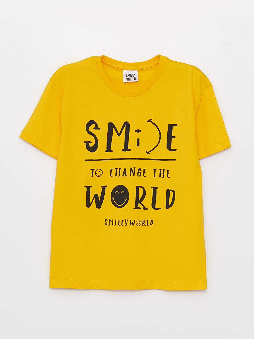 SmileyWorld Sarı Bisiklet Yaka Baskılı Kısa Kollu Unisex Çocuk Tişört