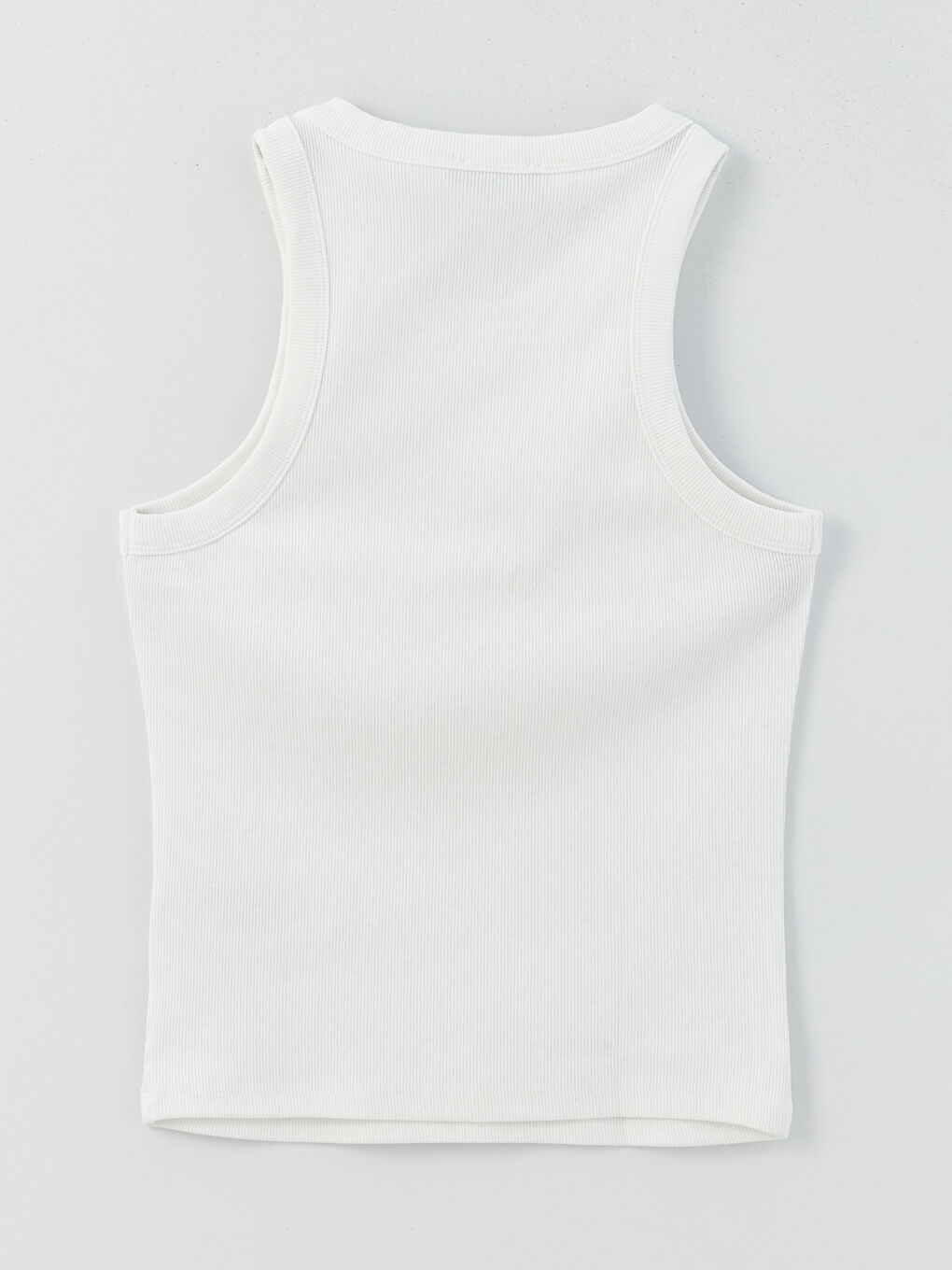 Beyaz Kadın Bisiklet Yaka Düz Atlet-6