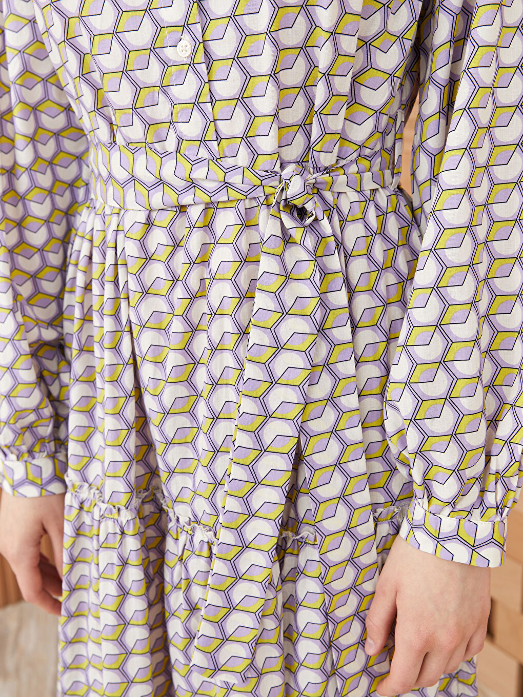 Patterned Long Sleeve Women Dress -S3IY90Z8-LSC