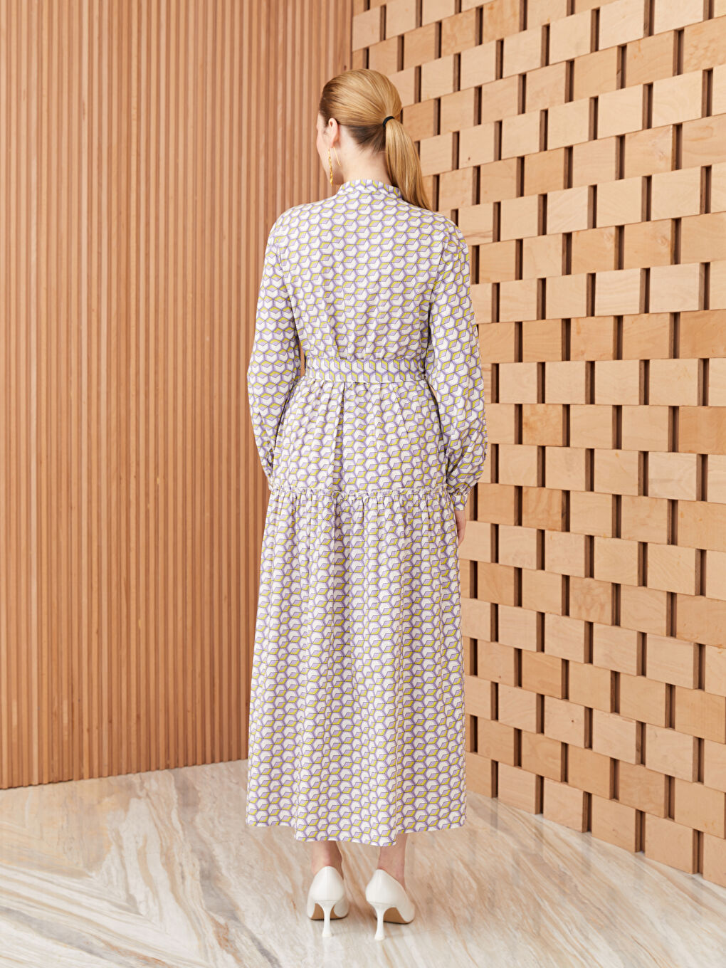 Patterned Long Sleeve Women Dress -S3IY90Z8-LSC