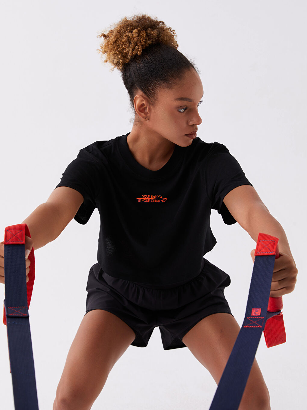 LCW SPORT Crew Neck Printed Short Sleeve Crop Women's T-Shirt -S3IY92Z8-CVL