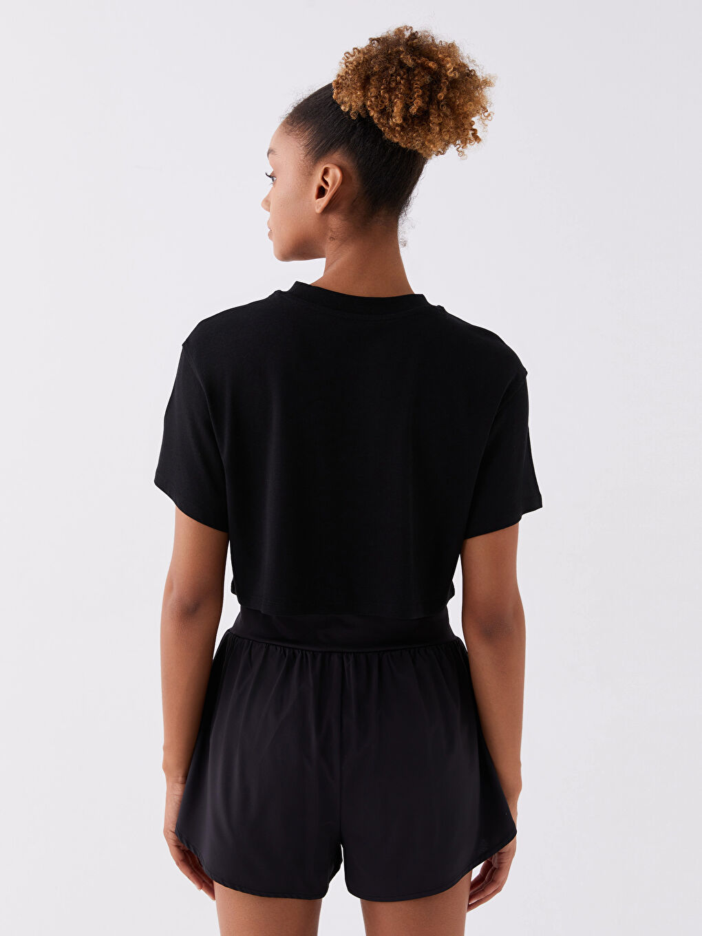 LCW SPORT Crew Neck Printed Short Sleeve Crop Women's T-Shirt -S3IY92Z8-CVL