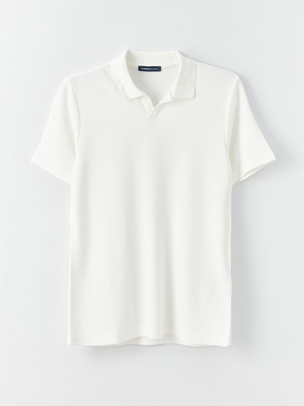 Beyaz Polo Yaka Kısa Kollu Erkek Tişört-7