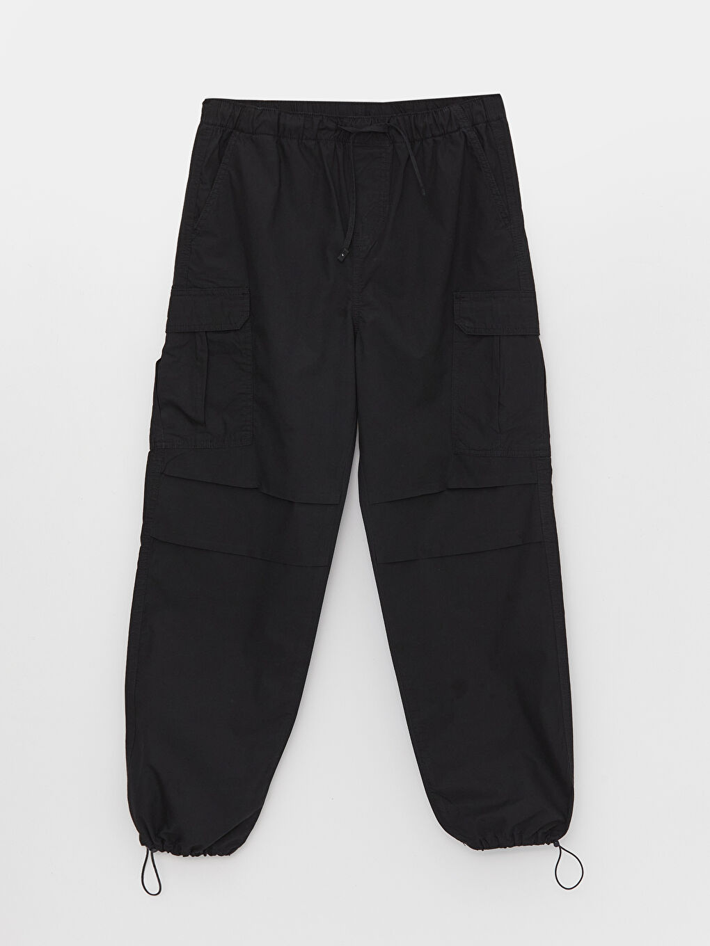 Siyah Rahat Kalıp Erkek Kargo Pantolon-5